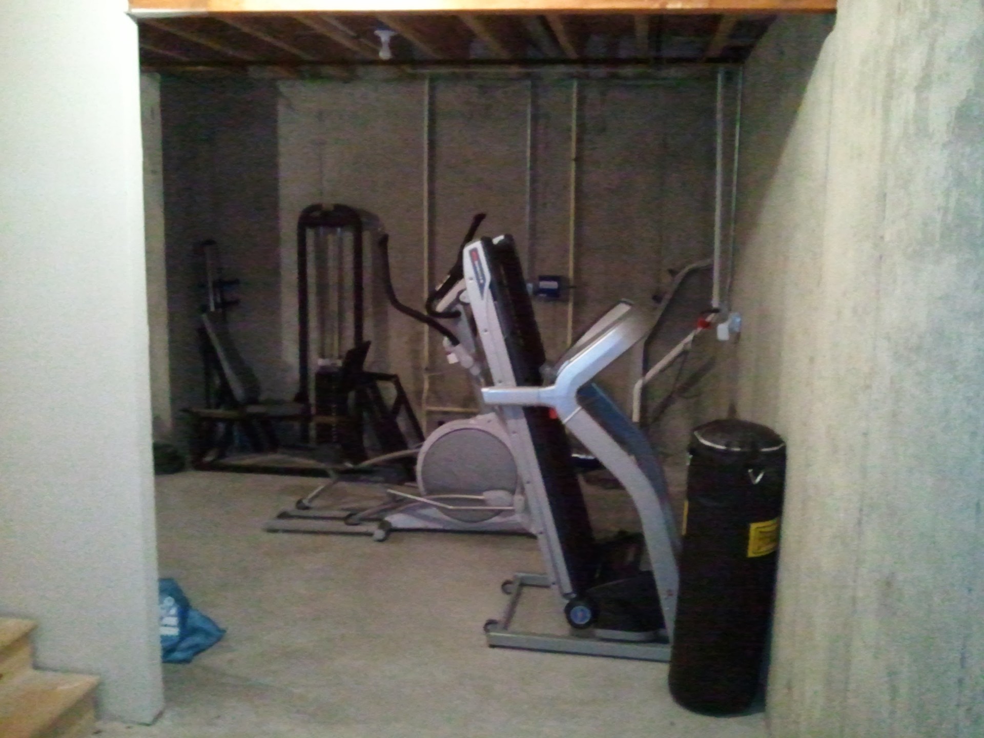 Basement home gym build — before